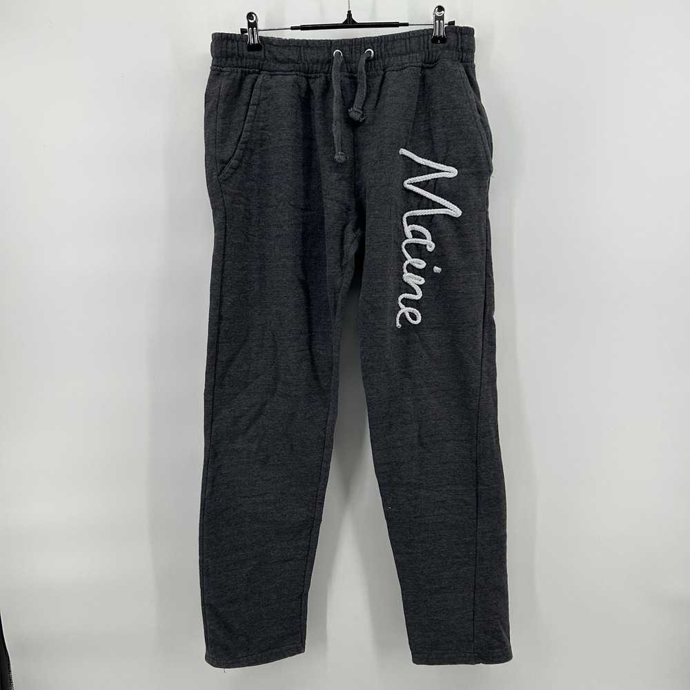 Harrisburg Trading Co Womens M Maine‎ Embroidered Fleece Joggers Gray Coastal
